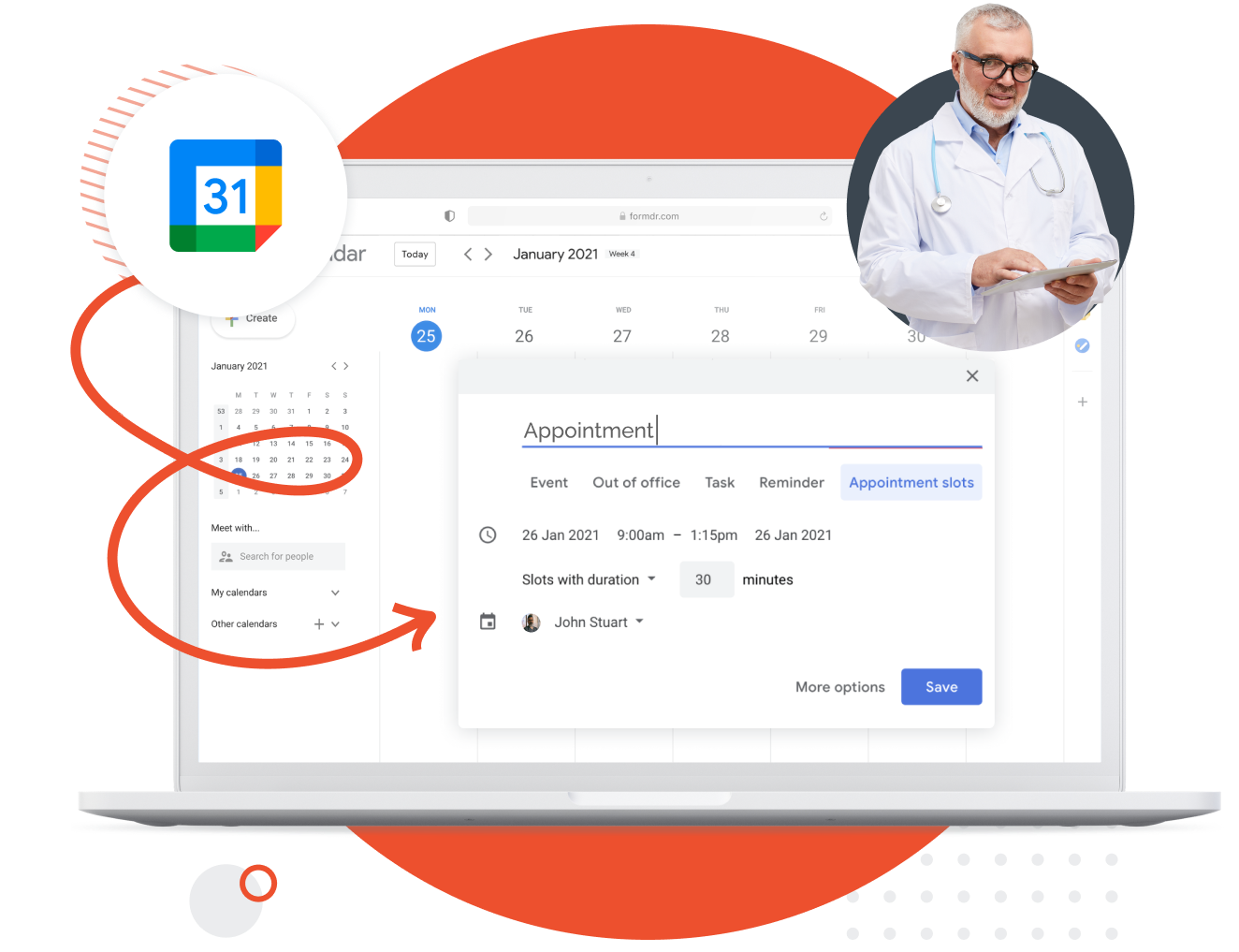 Sync Appointments with Google Calendar FormDr