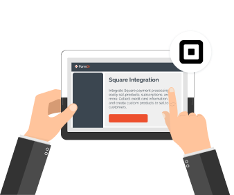 Square payment processing widget collecting electronic payments on a patient form