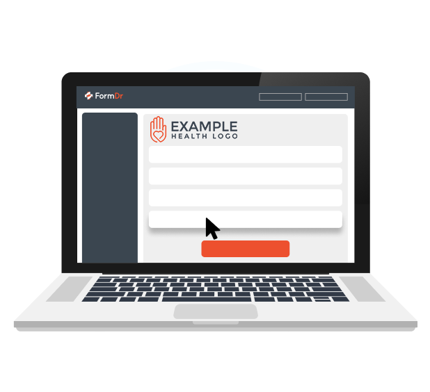 Patient form customized with a practice logo and brand colors
