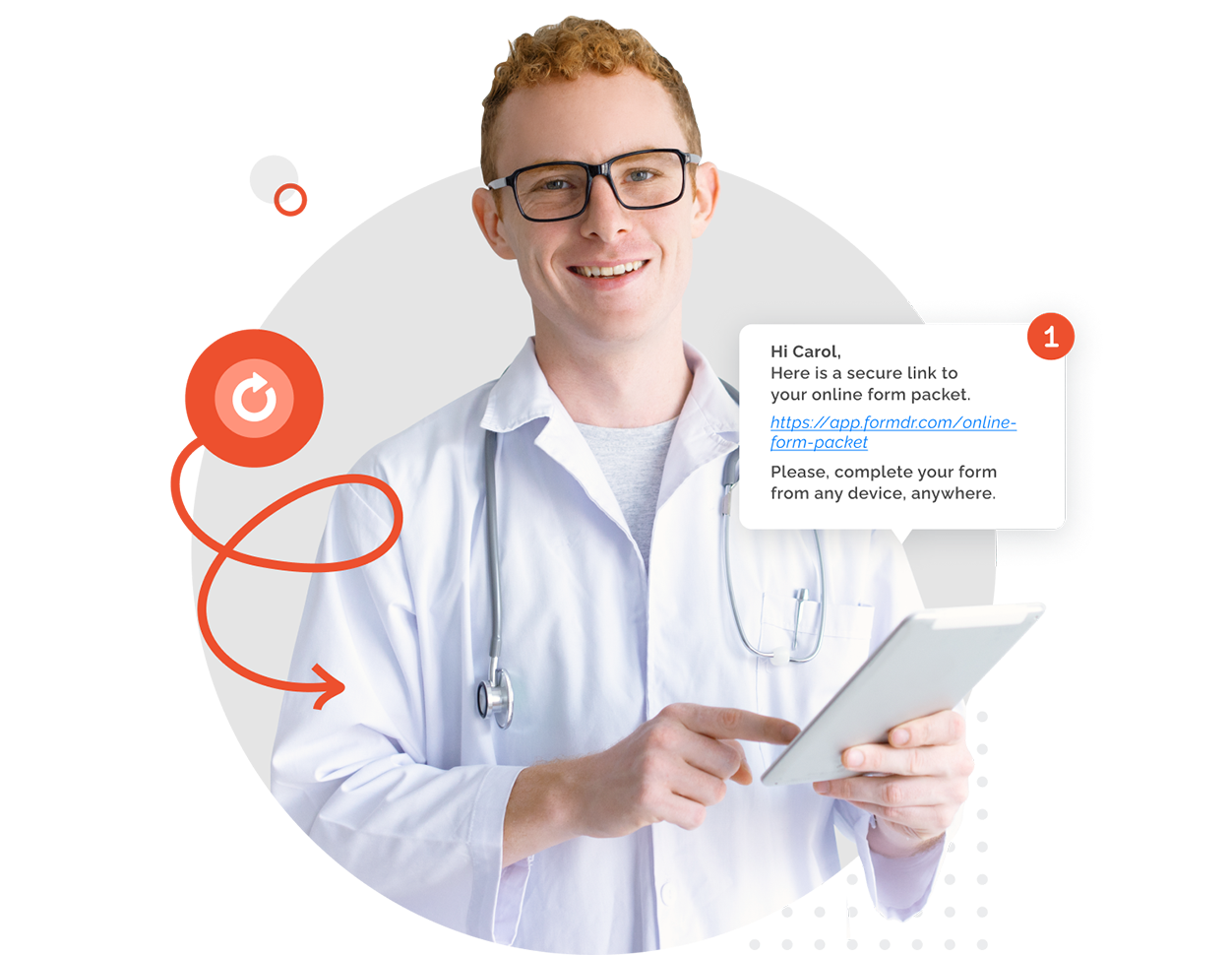 Tablet kiosk reloading a blank intake form for the next patient