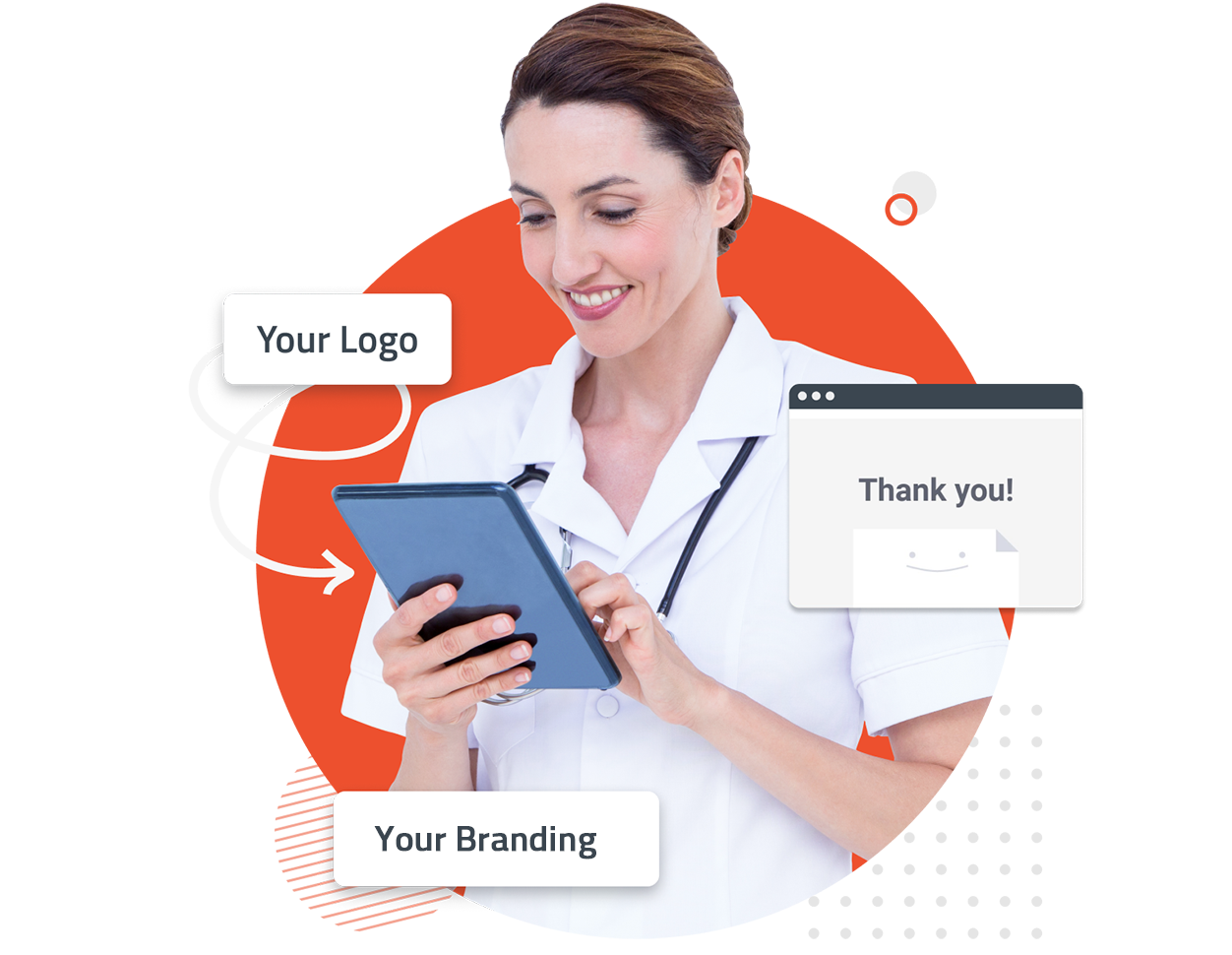 Branded thank you page matching a practice's website styling