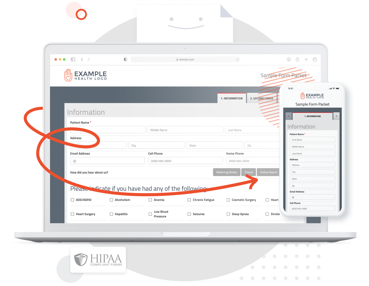 Patient form embedded on WordPress, Wix, and Squarespace sites