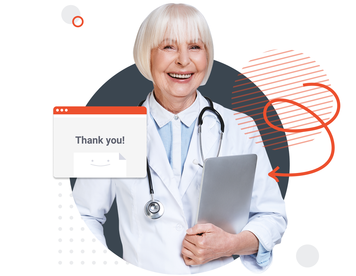 Patient redirected to a custom thank you page after submitting an embedded form