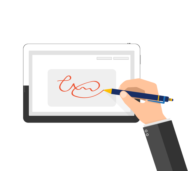 Patient electronically signing a HIPAA compliant consent form