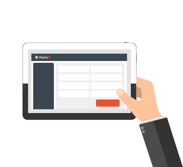 Patient completing a HIPAA compliant form on an iPad