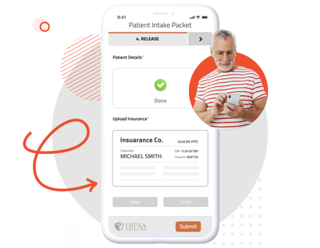 Patient capturing a driver's license photo from a phone