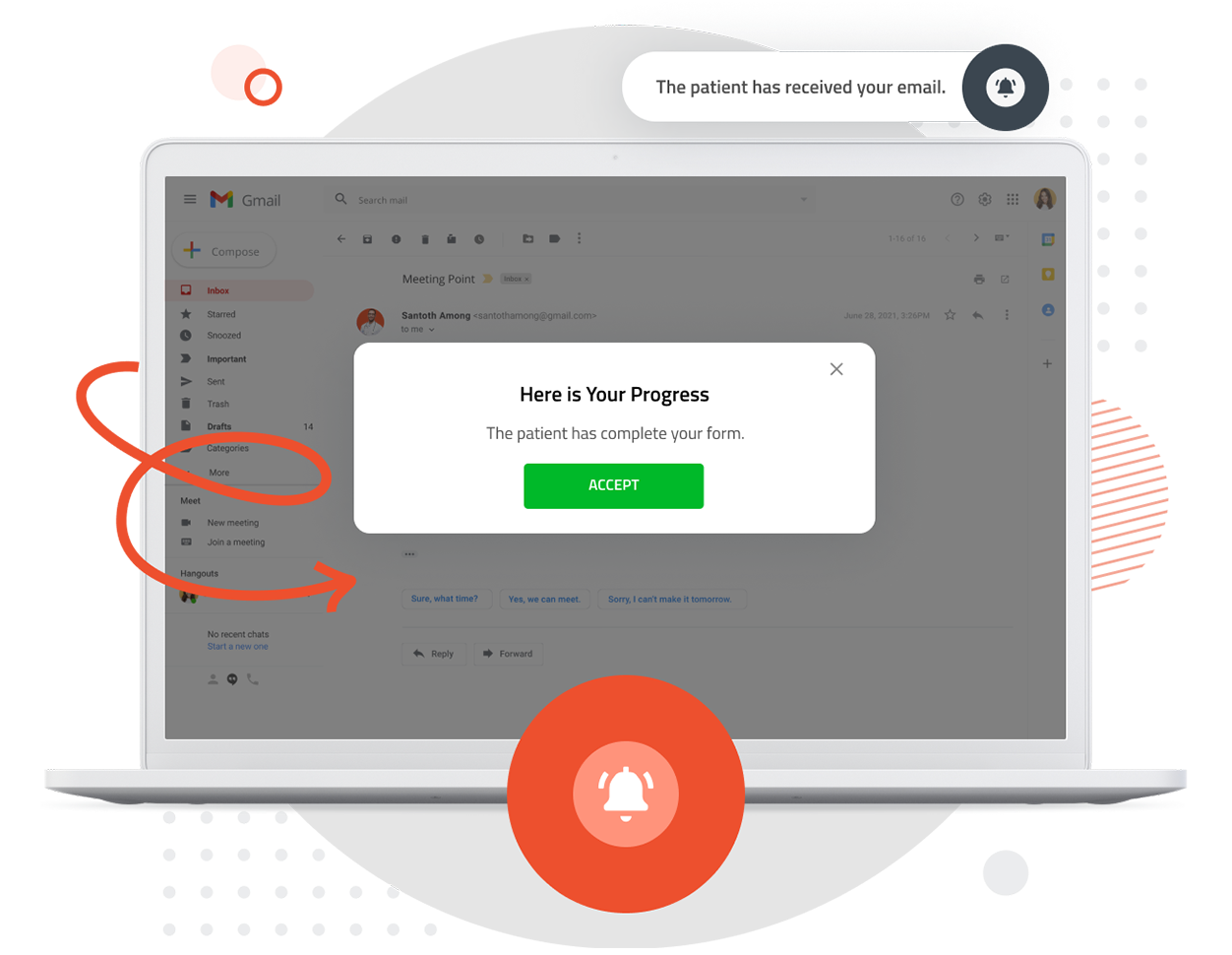 Tracking a patient's progress from email invitation to submission