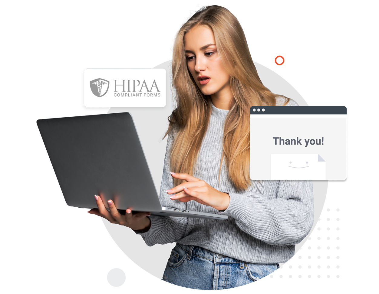 HIPAA compliant form embedded on a practice website