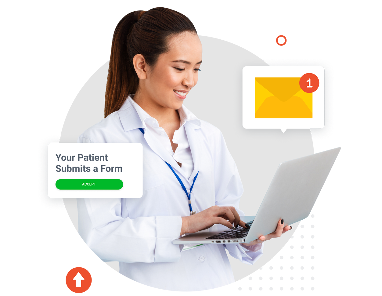 PHI encrypted during completion and transfer into a practice account