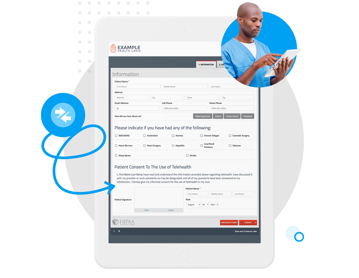 Digital intake replacing paper forms at the front desk