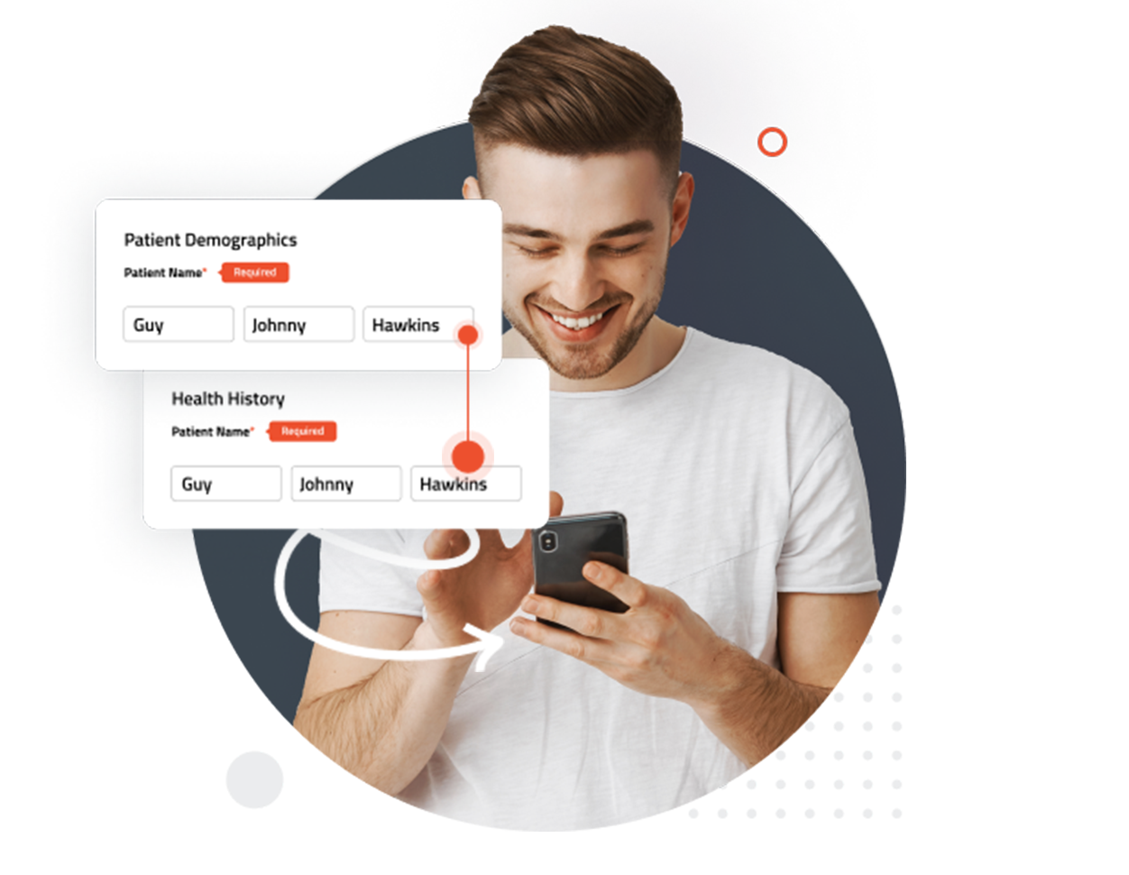 Autocomplete populating patient details across every form in a packet