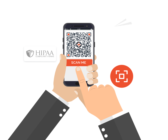 QR code linking patients to HIPAA compliant online forms