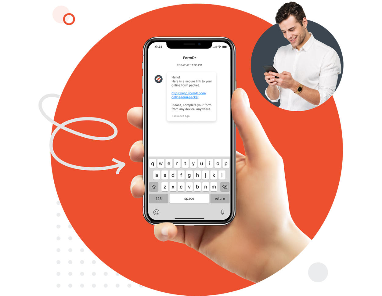 Patient completing an intake form on a mobile phone