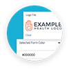 Patient form customized with a practice logo and brand colors