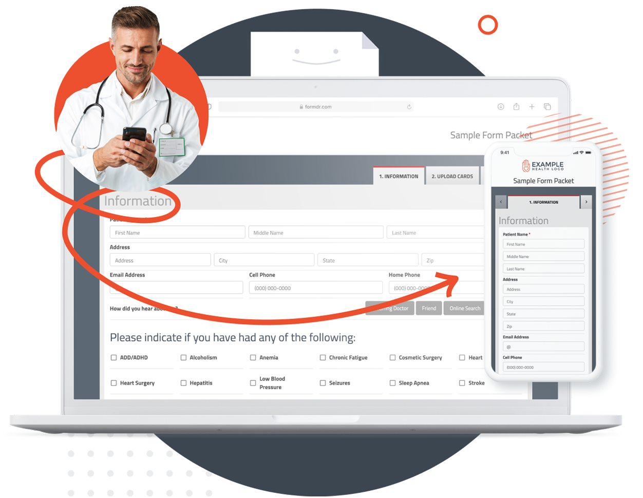 Responsive patient intake form scaling to fit a mobile screen