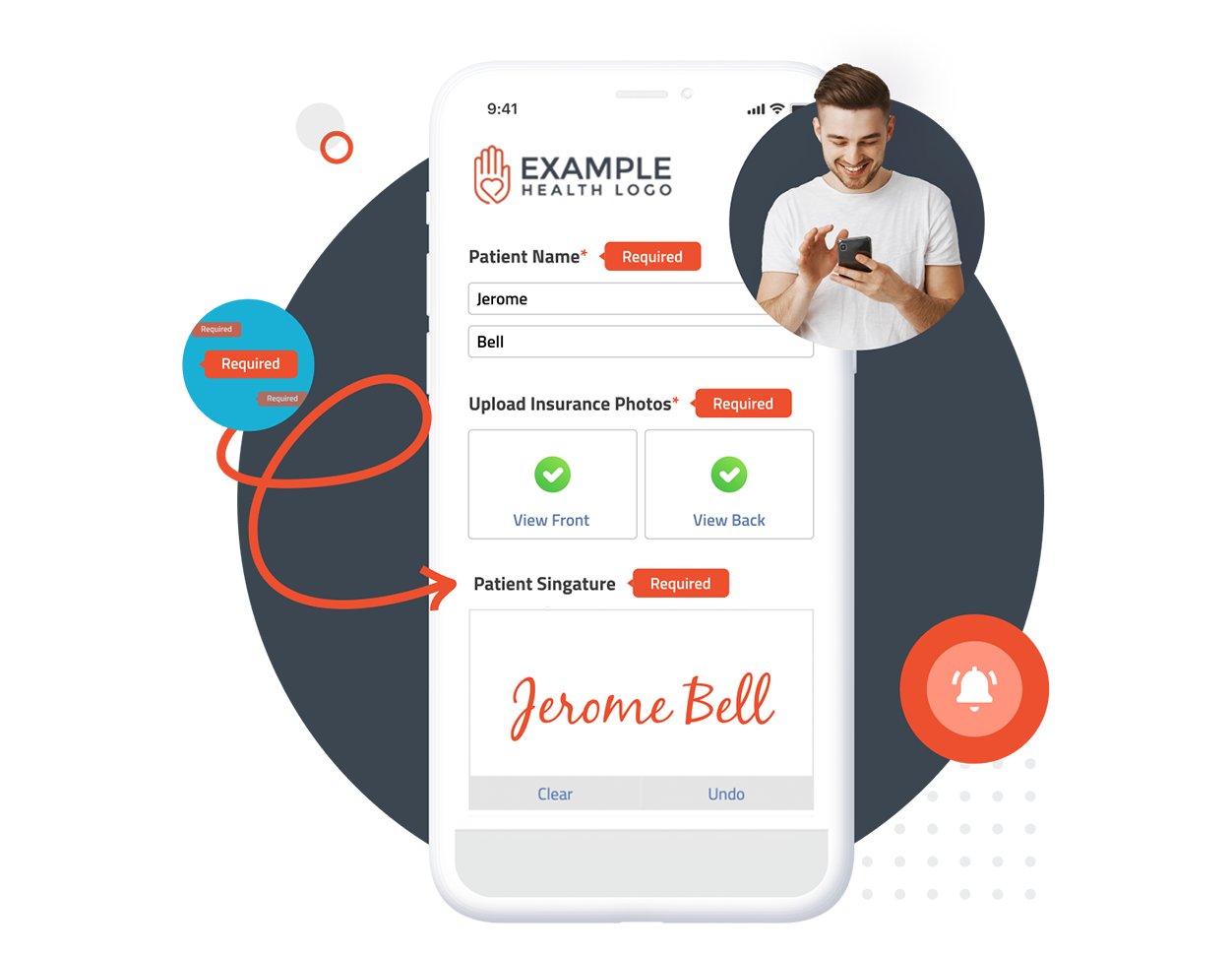 Required field validation preventing submission of an incomplete patient form