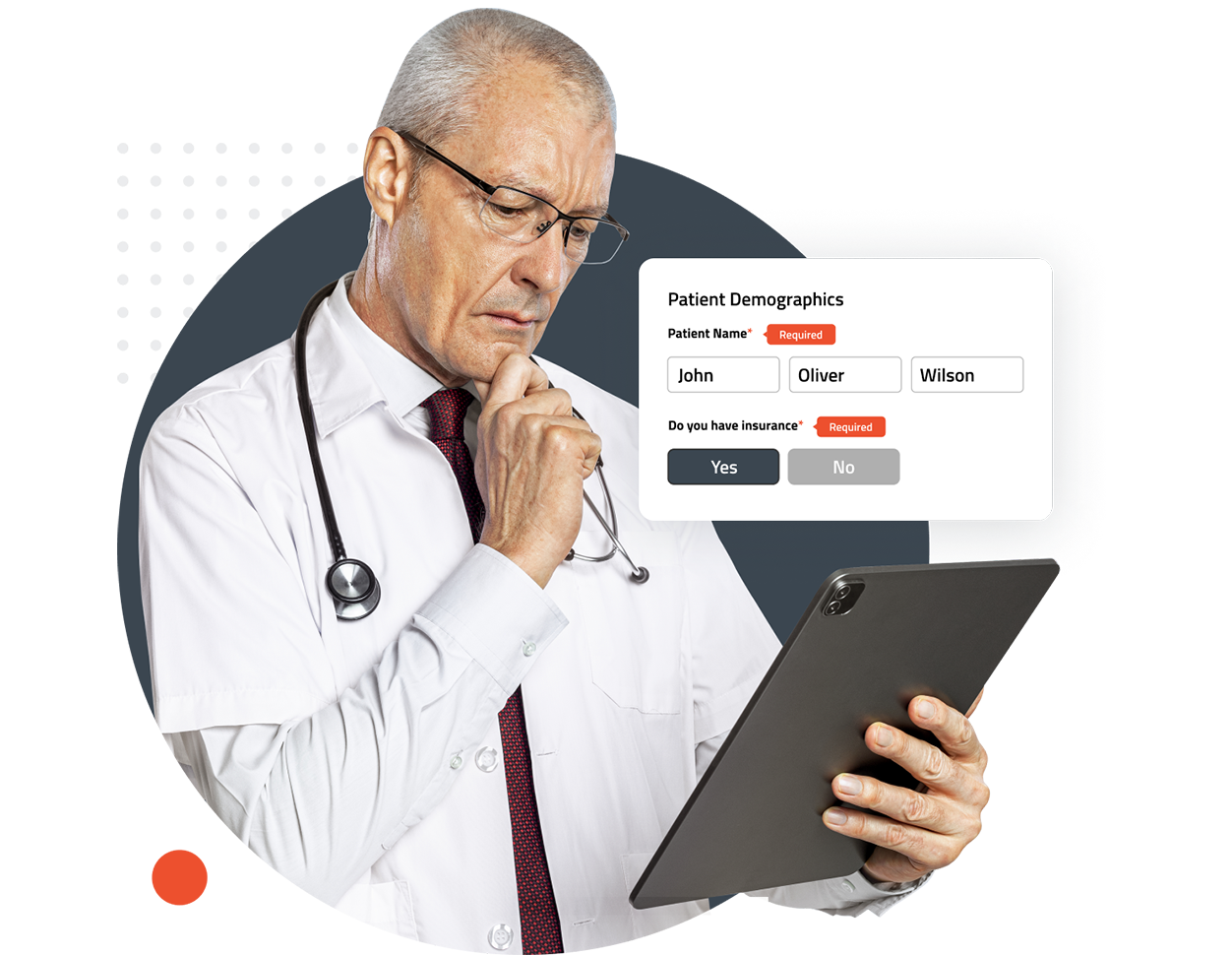 Required and optional fields marked on a patient intake form