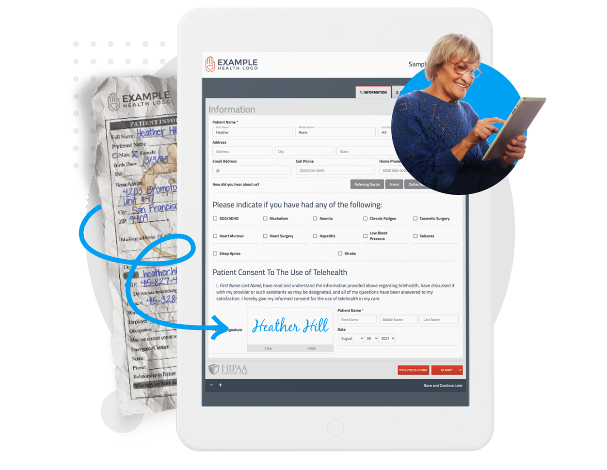 HIPAA compliant online patient intake forms