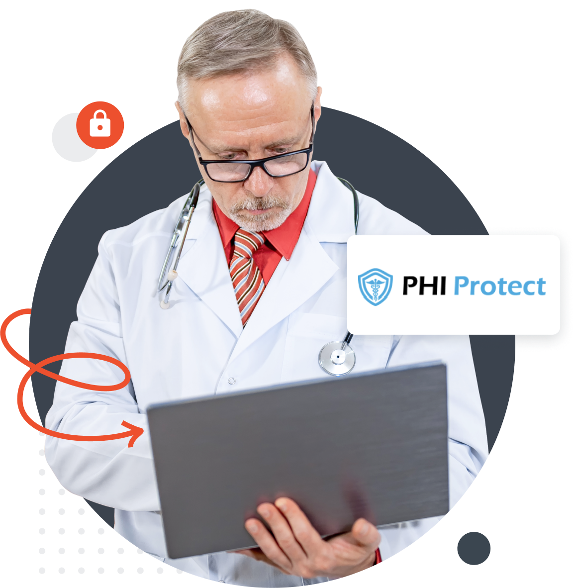 Technical, physical, and administrative safeguards protecting PHI on encrypted servers