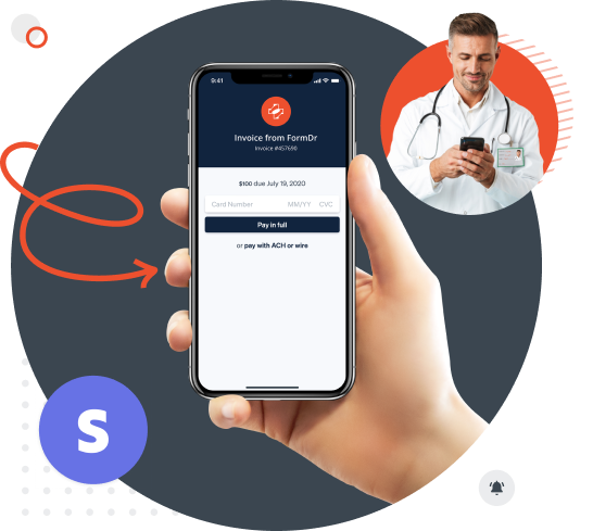 Patient paying a copay from a mobile device via a payment link