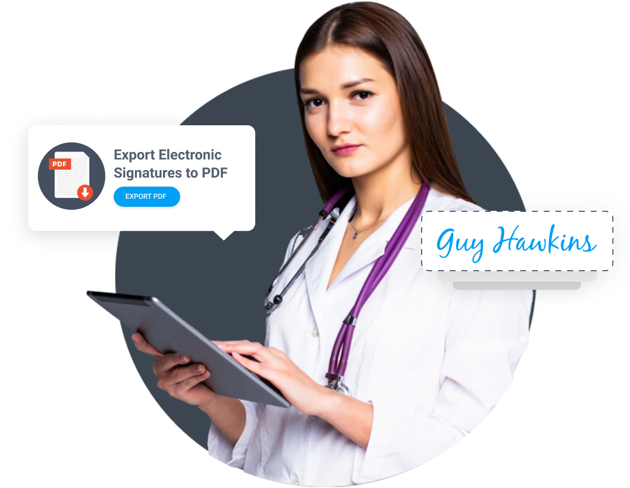 PDF document uploaded and sent to a patient for electronic signature