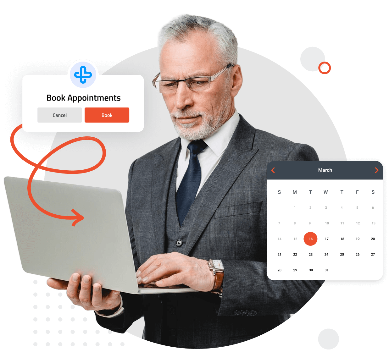 Patient self-scheduling an appointment on a mobile device